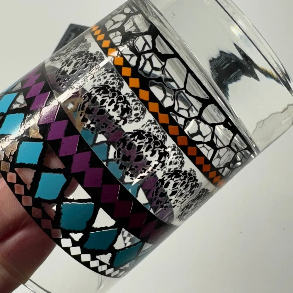Vibrant‎ Geometric Pattern Glass Tumbler Drinkware Home Barware Ikea Lowball